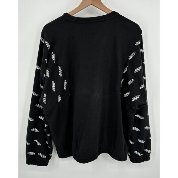 Adidas Crewneck Sweatshirt Women Large Black Logo Loose Fitting Graphic Boxy - Picture 5 of 9